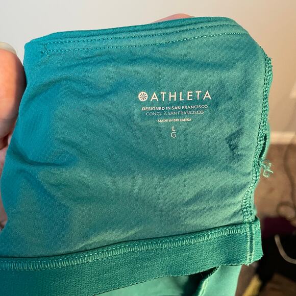 Athleta Elation V-Neck Longline Emerald Green Bra Crop Top SZ LARGE Yoga EUC - Picture 10 of 10